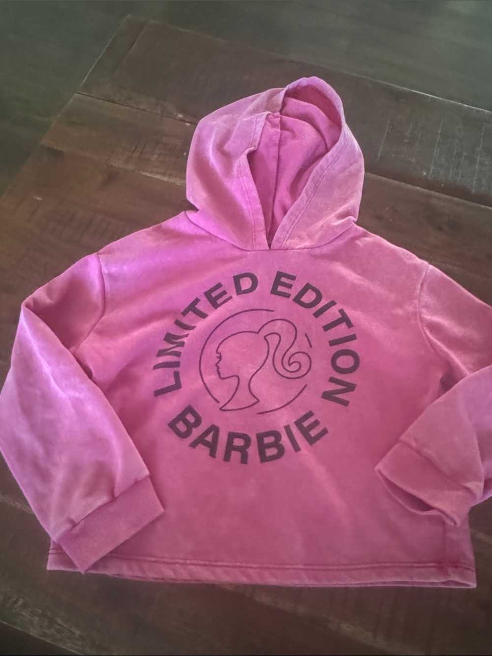 Barbie Rose Pink Velour Kids Hoodie with Logo